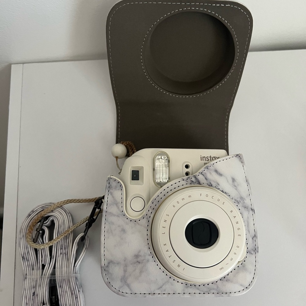 Instax White and Gray Camera Bag with Retro Design